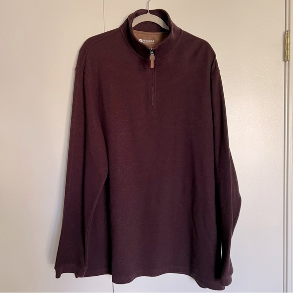 Haggar Clothing Men's Burgundy Quarter-Zip Sweater size XLT - Picture 1 of 10